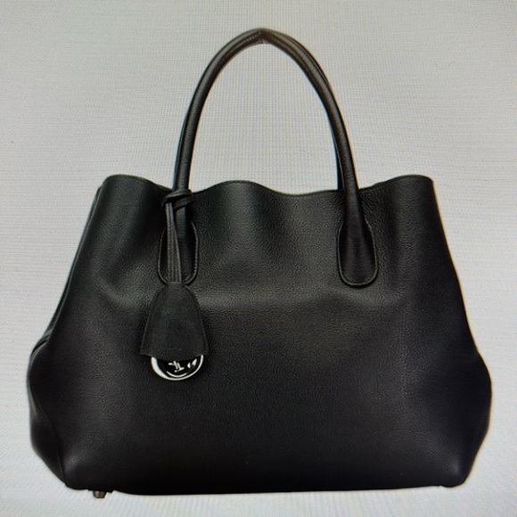 Dior Charm Open Bar Handbag Tote Bag Black Leather - Picture 1 of 7